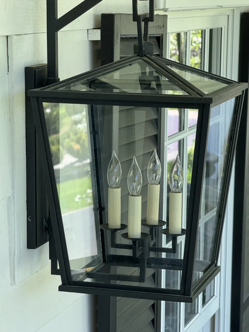 Chandelier and light fixture cleaning by Sparkle Window Cleaners — Exterior lantern fixture close-up.